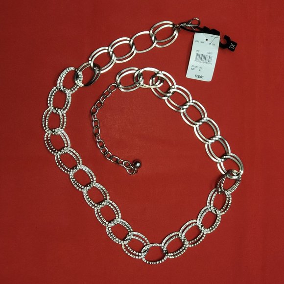 Textured Silver Tone Braided Chain Waist Belt - Picture 9 of 12